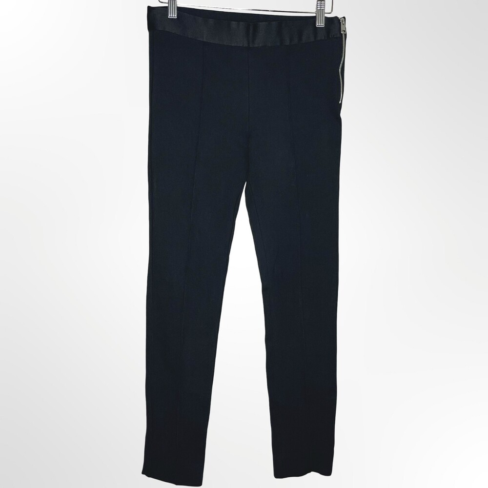 Everlane Side Zip Ponte Pintuck Pant Womens 6 Black Viscose Skinny Mid-Rise Work